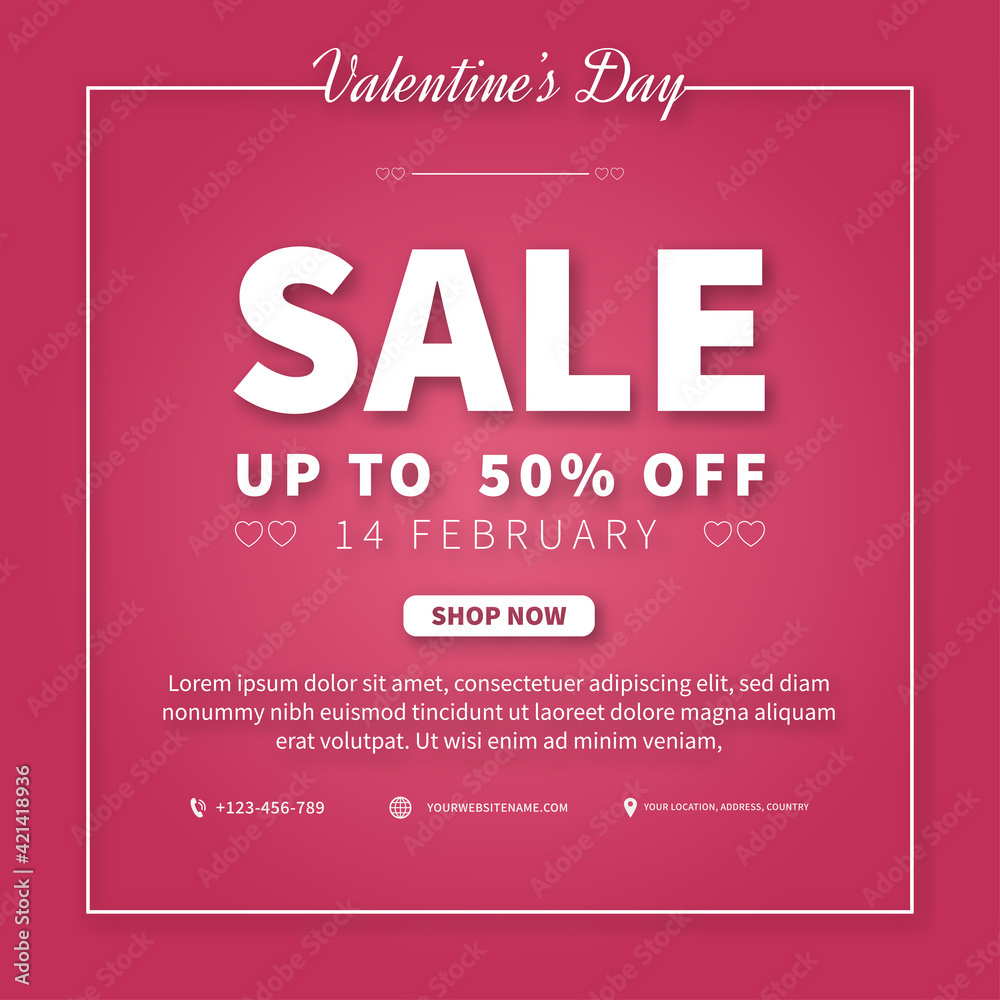 Valentine's day sale banner or flyer promotion design template. web banner advertising design vector illustration