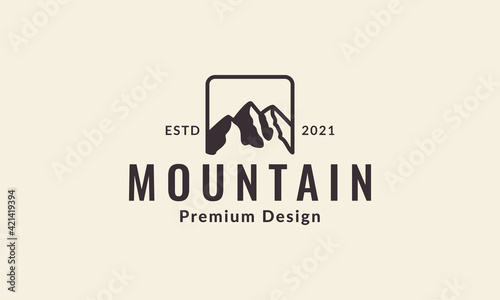 silhouette rock mountain hill logo vector symbol icon design illustration
