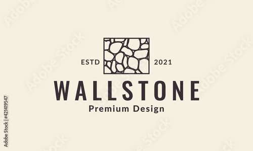 lines art rock wall building logo vector symbol icon design illustration