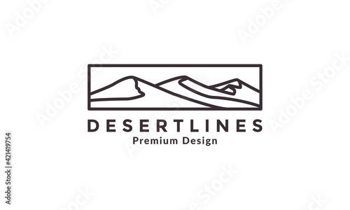 square lines with desert mountain logo vector symbol icon design illustration