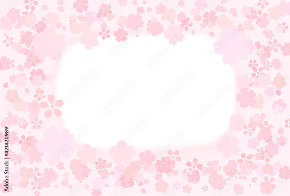 和風　桜柄　桜の花　入学　卒業　正月　成人式　年賀状　淡い　はがきテンプレート