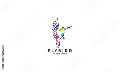 lines abstract colorful bird fly hummingbird logo vector symbol icon design illustration