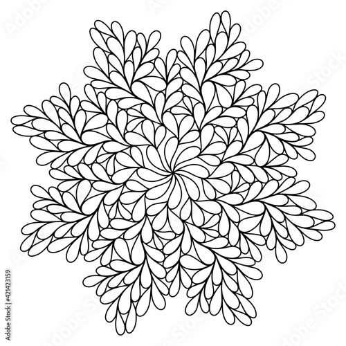 Easy mandala like flower or star, basic and simple mandalas Coloring Book for adults, seniors, and beginner. Digital drawing. Floral. Flower. Oriental. Book Page. Vector.