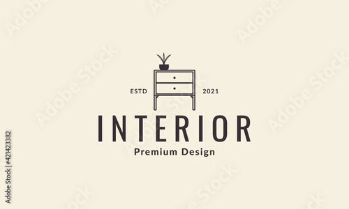 table and drawers lines logo vector symbol icon design illustration
