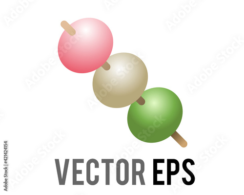Vector Japanese Sanshoku dango traditional sweet dumpling snack food icon