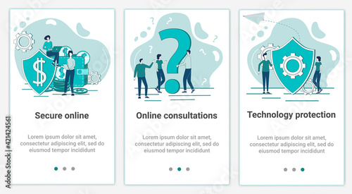 A set of UI and UX interfaces for smartphone screens.Features of adaptive design.The topic of security flat vector illustration.