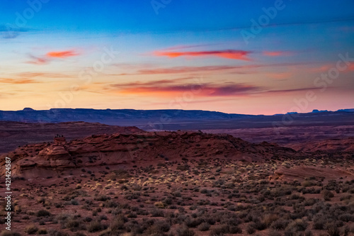 dramatic sunset landscape in the Glen Canyon Recreational Area in PAge, Arizona