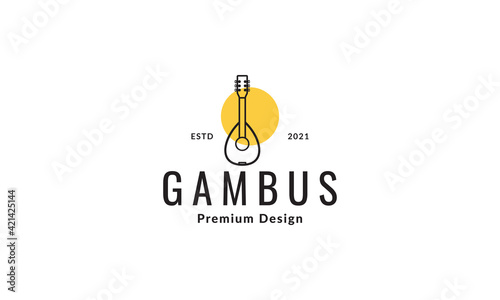 lute acoustic lines logo vector symbol icon design illustration
