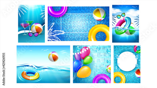 Water Park And Pool Party Promo Banners Set Vector