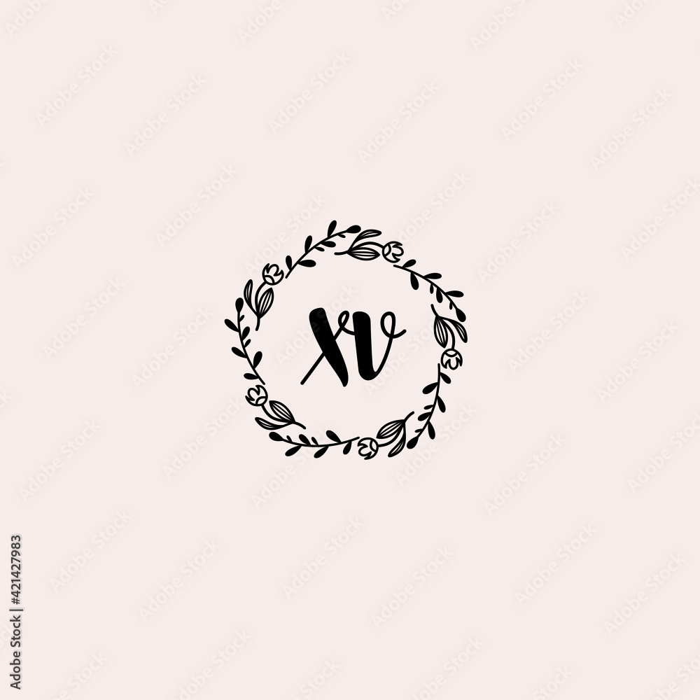 XV initial letters Wedding monogram logos, hand drawn modern minimalistic and frame floral templates XV initial letters Wedding monogram logos, hand drawn modern minimalistic and frame floral templates