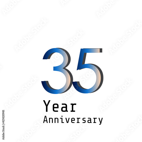 35 Years Anniversary Celebration Blue Color Vector Template Design Illustration