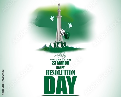 Vector illustration concept of Pakistan National day greeting, 23 March, flag, patriotic poster, banner