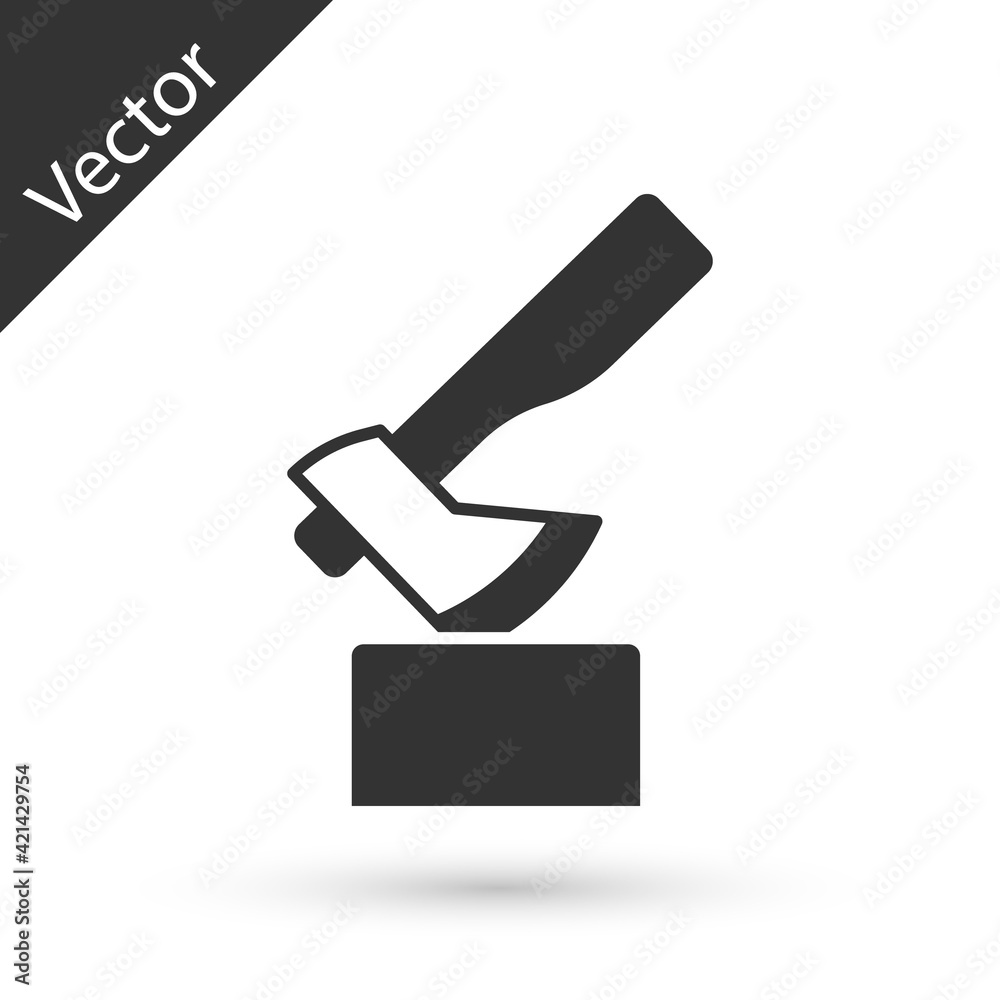Grey Wooden axe icon isolated on white background. Lumberjack axe. Vector Grey Wooden axe icon isolated on white background. Lumberjack axe. Vector