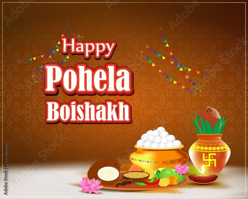vector illustration of Pohela Boishakh means Bengali New Year ,also known a Subho Nabo Barso.