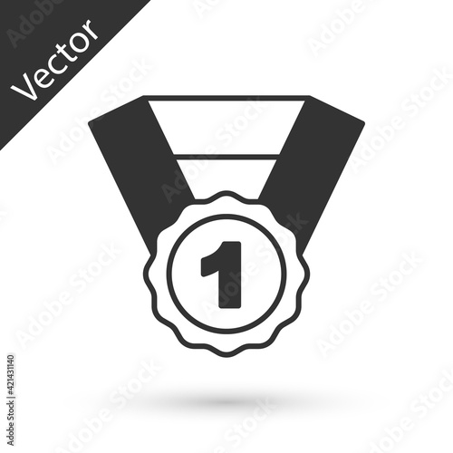 Grey Dog award symbol icon isolated on white background. Medal with dog footprint as pets exhibition winner concept. Vector