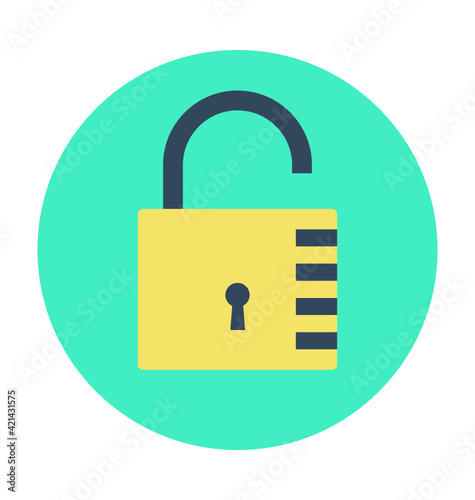 Open Padlock Colored Vector Icon