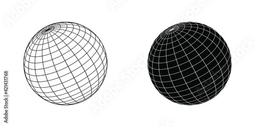 Globe Earth Grid Wireframe Vector Illustration