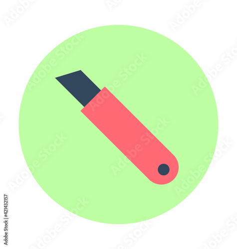 Utility Knife Colored Vector Icon 