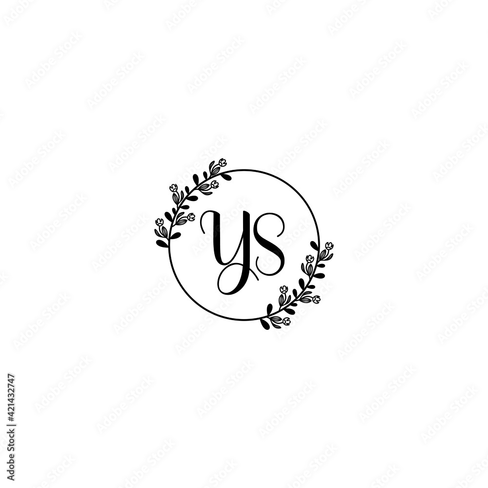 YS initial letters Wedding monogram logos, hand drawn modern minimalistic and frame floral templates YS initial letters Wedding monogram logos, hand drawn modern minimalistic and frame floral templates