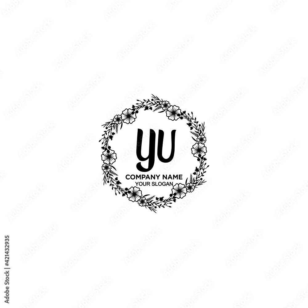 YU initial letters Wedding monogram logos, hand drawn modern minimalistic and frame floral templates YU initial letters Wedding monogram logos, hand drawn modern minimalistic and frame floral templates