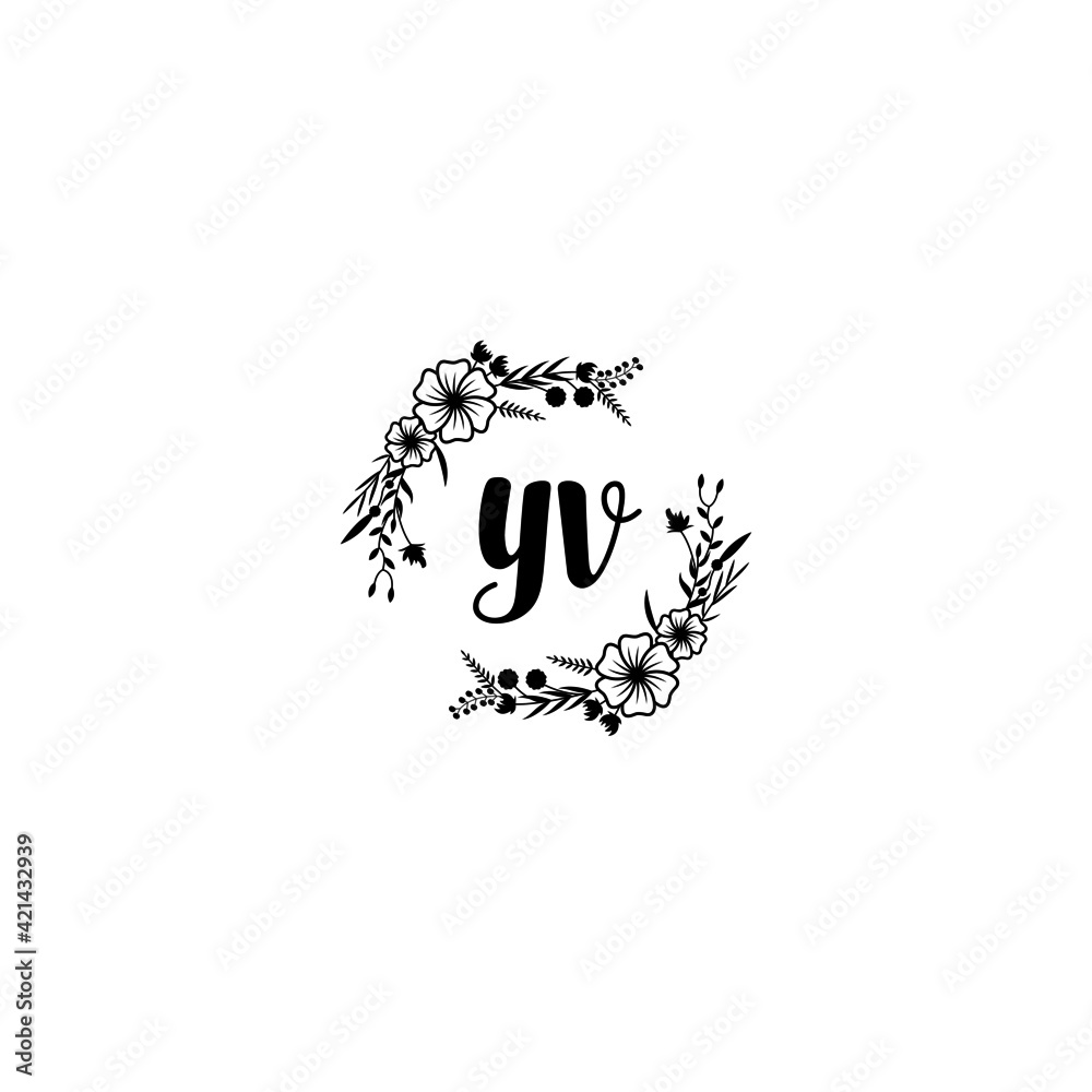 YV initial letters Wedding monogram logos, hand drawn modern minimalistic and frame floral templates YV initial letters Wedding monogram logos, hand drawn modern minimalistic and frame floral templates