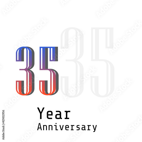 35 Years Anniversary Celebration Rainbow Color Vector Template Design Illustration