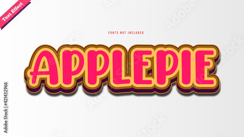 apple pie text effect design vector