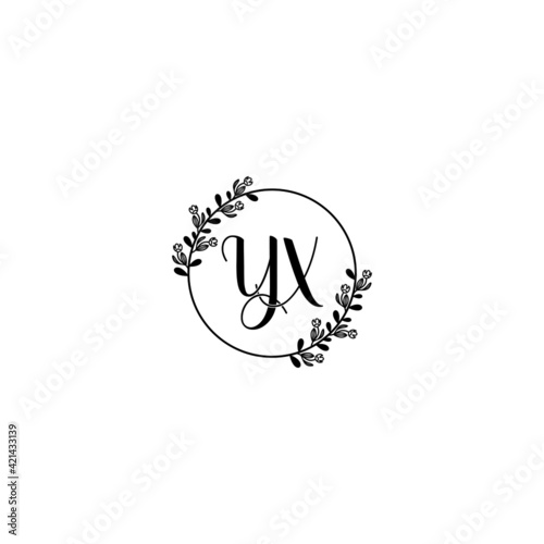 YX initial letters Wedding monogram logos, hand drawn modern minimalistic and frame floral templates
