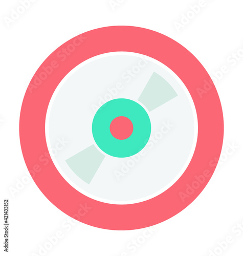 Compact Disk Colored Vector Icon 