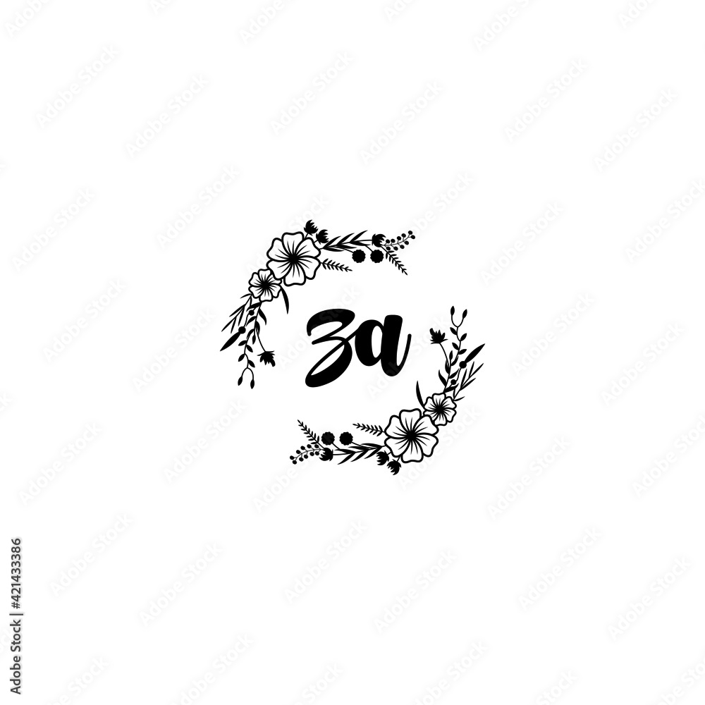 ZA initial letters Wedding monogram logos, hand drawn modern minimalistic and frame floral templates ZA initial letters Wedding monogram logos, hand drawn modern minimalistic and frame floral templates
