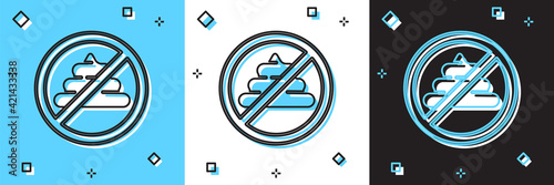 Set No shit icon isolated on blue and white, black background. Vector