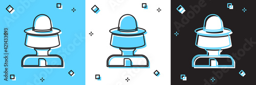 Set Beekeeper with protect hat icon isolated on blue and white, black background. Special protective uniform. Vector