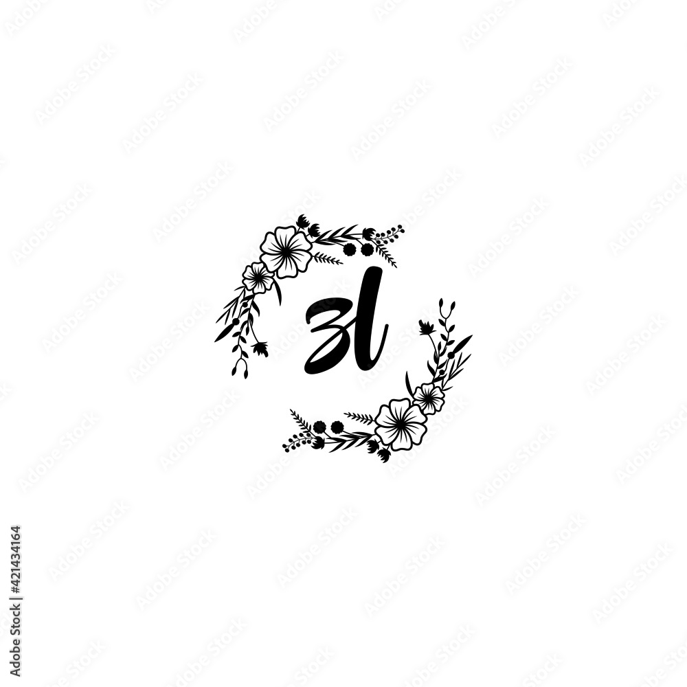 ZL initial letters Wedding monogram logos, hand drawn modern minimalistic and frame floral templates ZL initial letters Wedding monogram logos, hand drawn modern minimalistic and frame floral templates