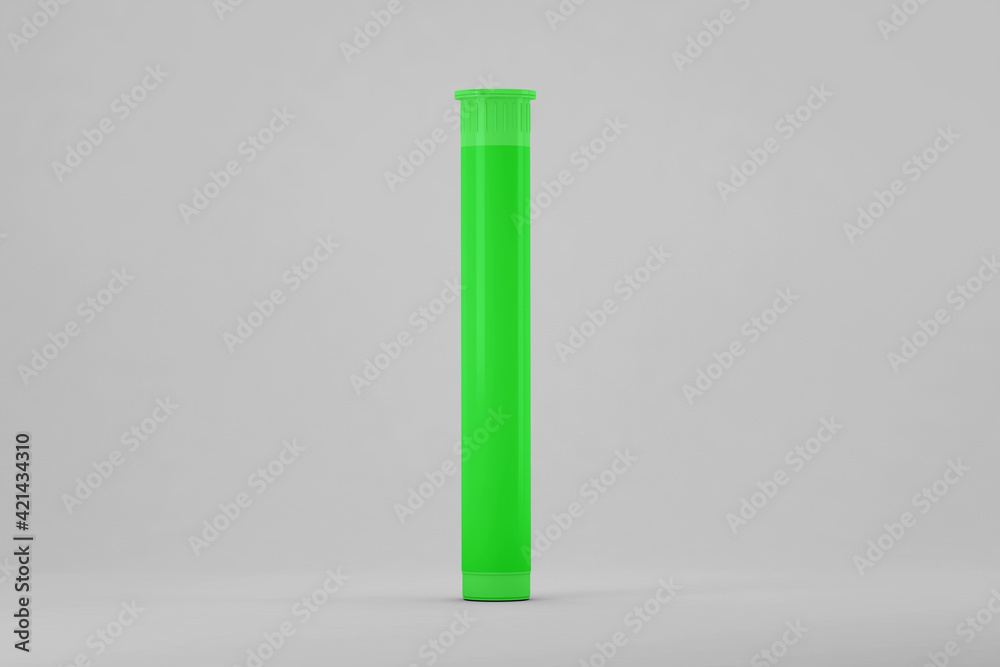 Fototapeta premium Tube for drawings mockup on soft color background