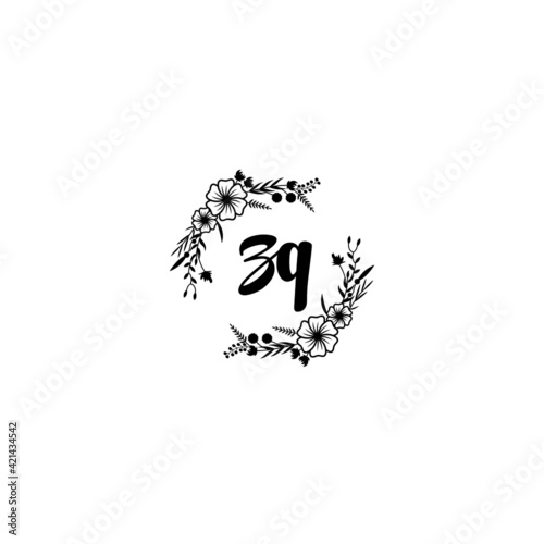 ZQ initial letters Wedding monogram logos, hand drawn modern minimalistic and frame floral templates