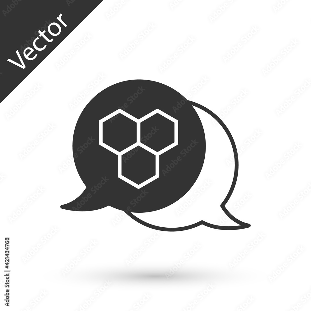 Fototapeta premium Grey Honeycomb icon isolated on white background. Honey cells symbol. Sweet natural food. Vector