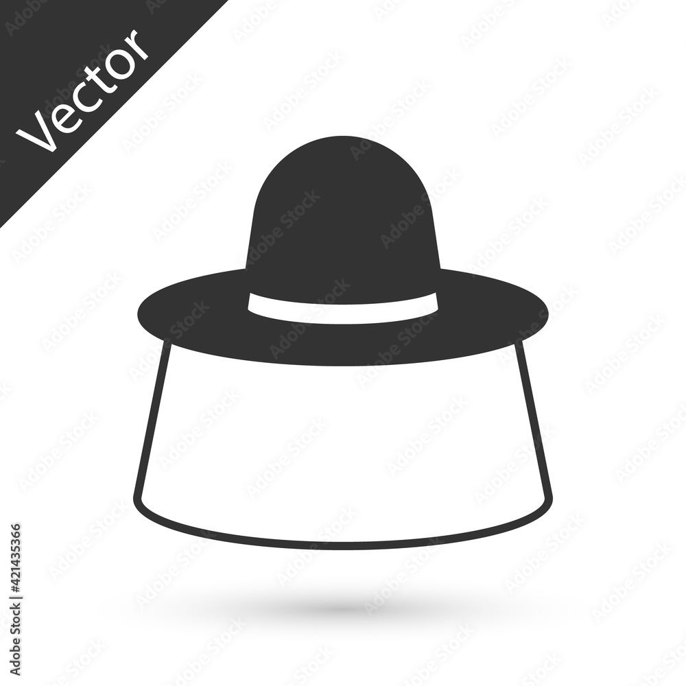 Grey Beekeeper with protect hat icon isolated on white background. Special protective uniform. Vector Grey Beekeeper with protect hat icon isolated on white background. Special protective uniform. Vector