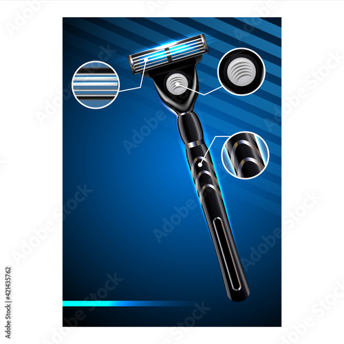 Razor For Shave Creative Advertising Banner Vector