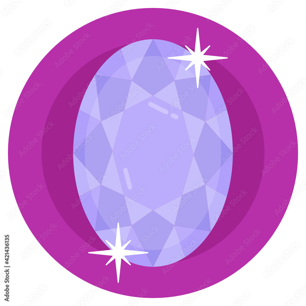 
A pretty oval shaped gem flat icon

