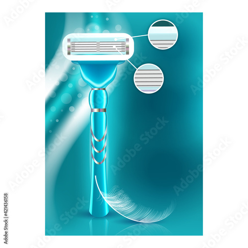 Brand Shaving Razor Advertising Poster Vector Illustration