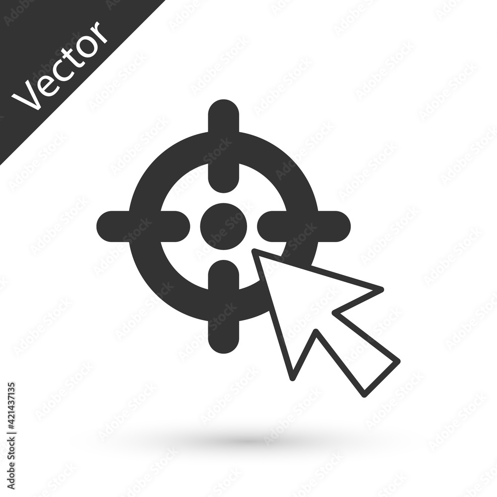 Grey Target financial goal concept icon isolated on white background. Symbolic goals achievement, success. Vector Grey Target financial goal concept icon isolated on white background. Symbolic goals achievement, success. Vector