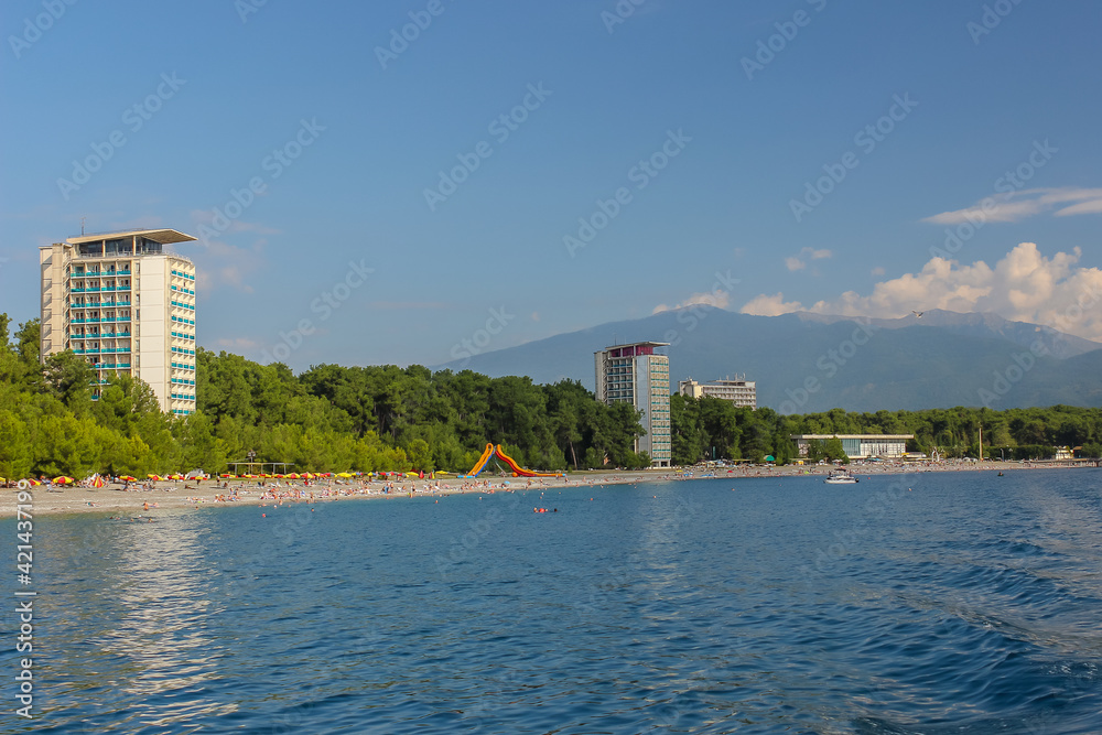 Fototapeta premium Group of hotels on the beach
