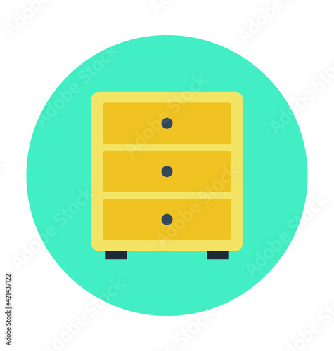 Chest of Drawers Colored Vector Illustration