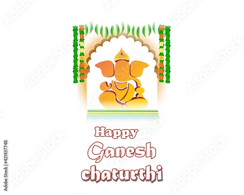 VECTOR ILLUSTRATION FOR INDIAN LORD GANESHA FESTIVAL HAPPY GANESHA CHATURTHI MEANS "HAPPY GANESH CHATURTHI". 