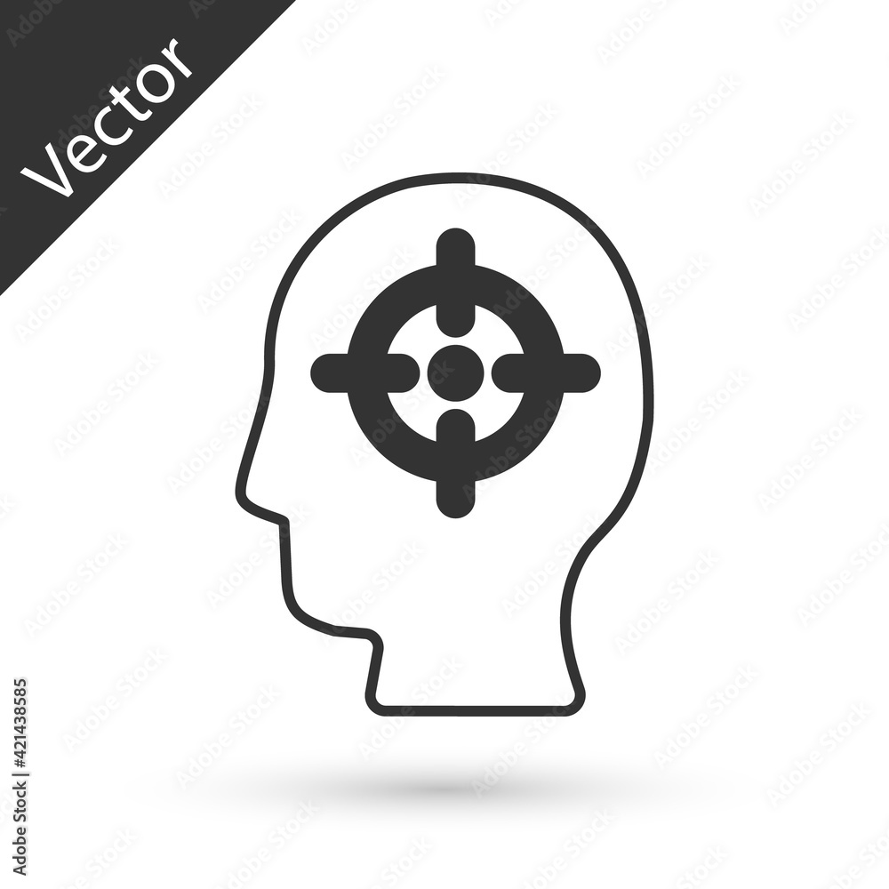 Grey Head hunting icon isolated on white background. Business target or Employment sign. Human resource and recruitment for business. Vector Grey Head hunting icon isolated on white background. Business target or Employment sign. Human resource and recruitment for business. Vector