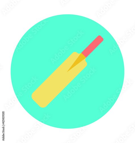 Cricket Bat Colored Vector Icon