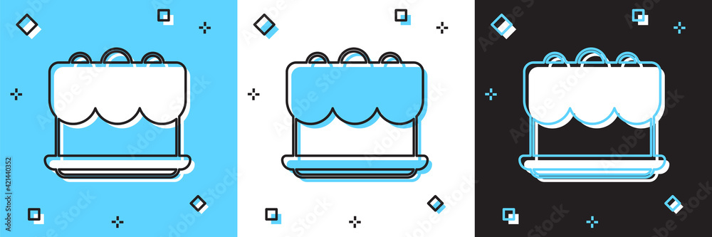 Set Cake icon isolated on blue and white, black background. Happy Birthday. Vector Set Cake icon isolated on blue and white, black background. Happy Birthday. Vector