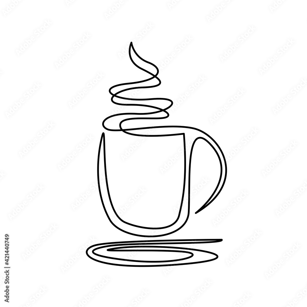 continous line drawing coffee symbol for coffee shop symbol design