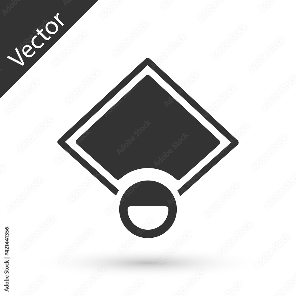 Grey Baseball field icon isolated on white background. Baseball map. Vector