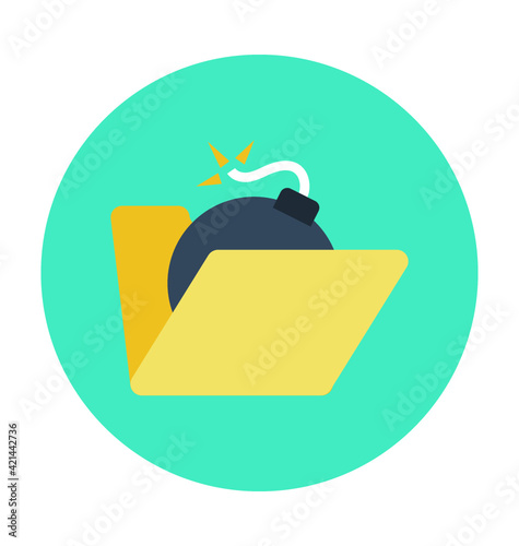 Folder with Bomb Colored Vector Illustration